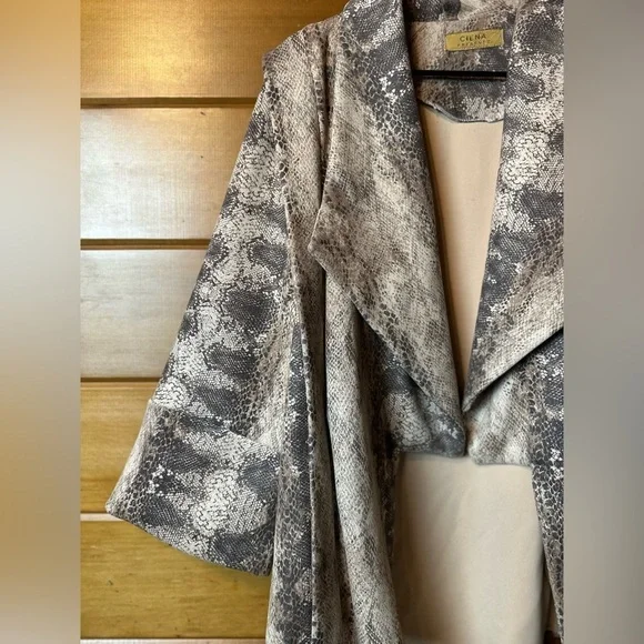 Y2K Snakeskin Drape Cross Over Jacket Women’s LARGE - Picture 6 of 13